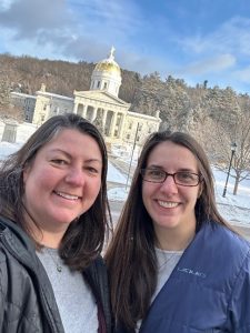 CHWs Crystal Bigelow and Erica Beer advocated on behalf of the Vermont Foodbank at the Vermont Statehouse on NEK Day.