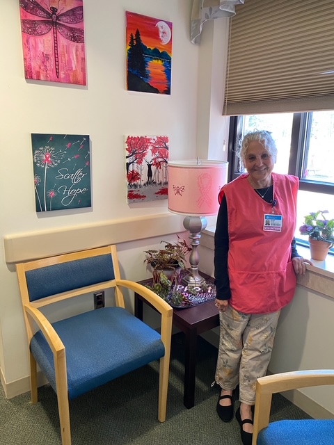 A volunteer helps welcome patients to the mammography area at NVRH's Diagnostic Imaging department.